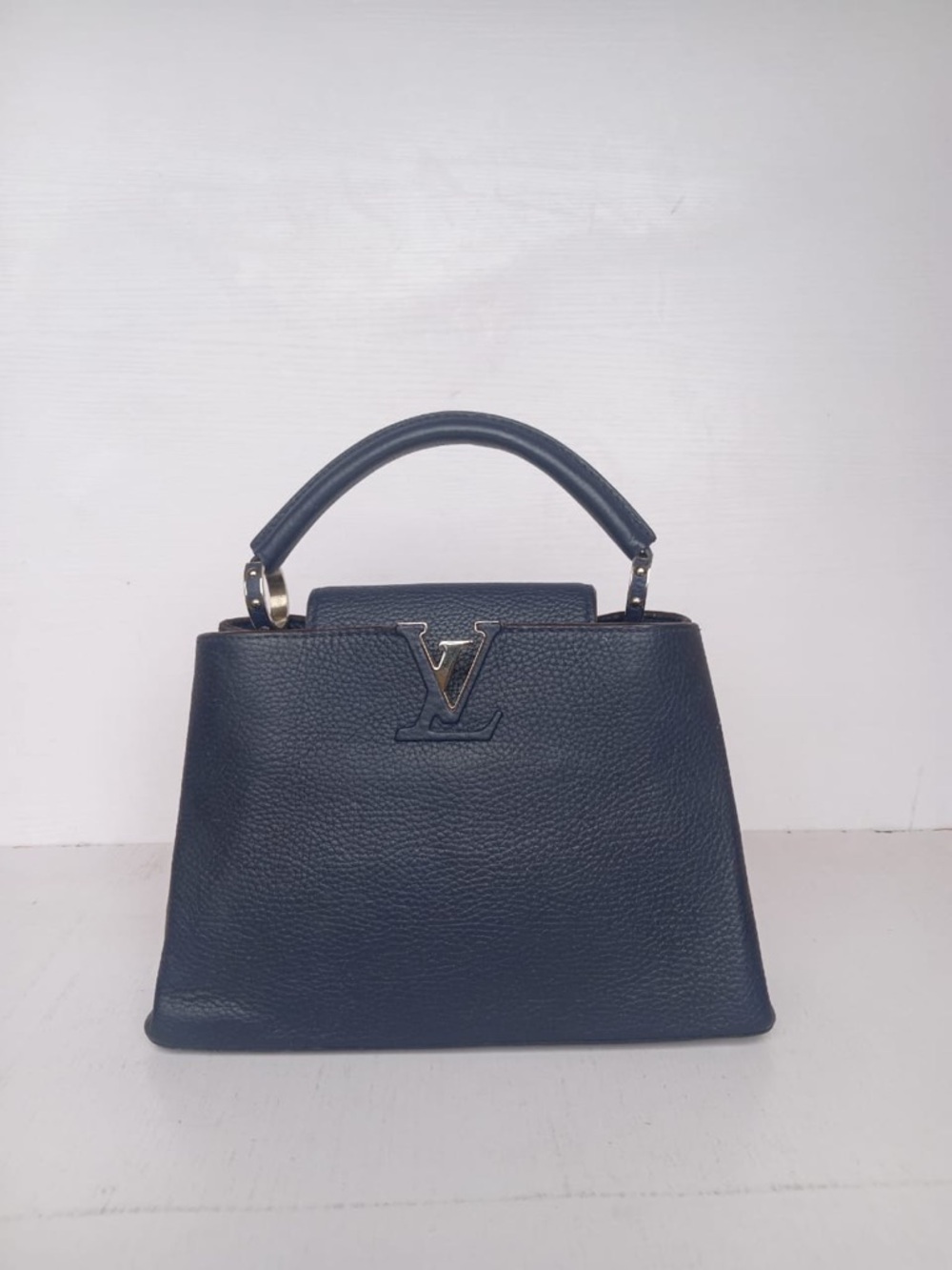 Louis Vuitton Dark Blue Capucines Small Top Handle Satchel MM